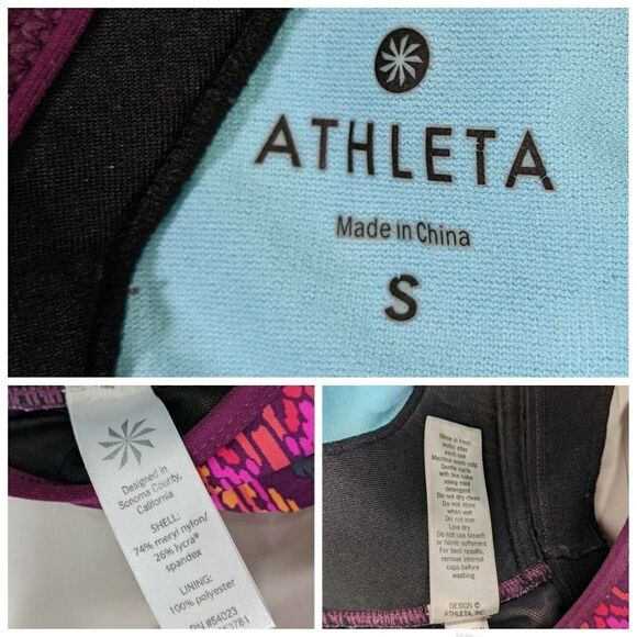 Athleta  Cayo Coco Ready to Run Bikini Top Aztec Swim Bra Watermellon - Picture 6 of 11